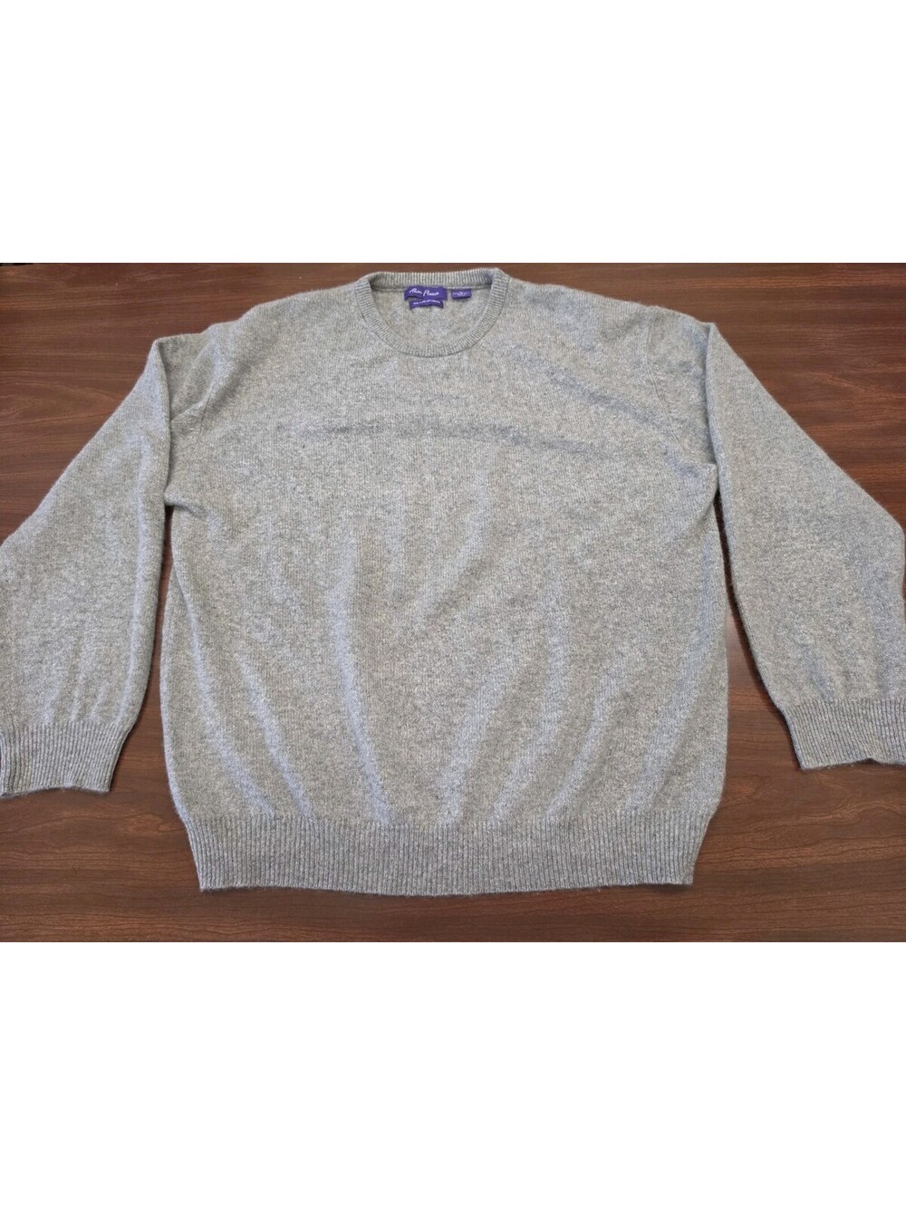 Alan Flusser 100% Cashmere Sweater Mens XL Gray Crew Neck Quiet Luxury Old Money